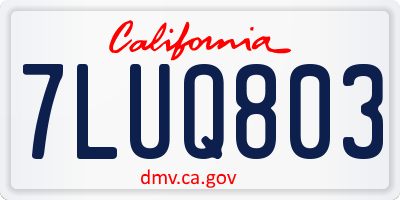 CA license plate 7LUQ803