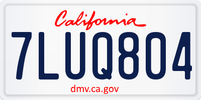 CA license plate 7LUQ804