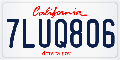 CA license plate 7LUQ806