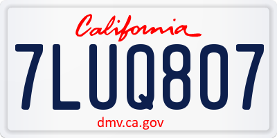 CA license plate 7LUQ807