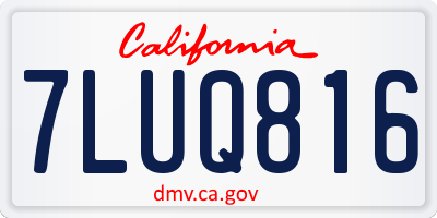 CA license plate 7LUQ816