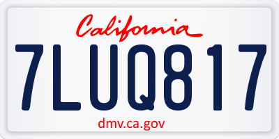 CA license plate 7LUQ817
