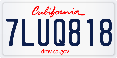 CA license plate 7LUQ818