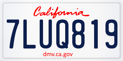 CA license plate 7LUQ819