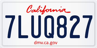 CA license plate 7LUQ827