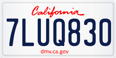 CA license plate 7LUQ830