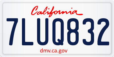 CA license plate 7LUQ832