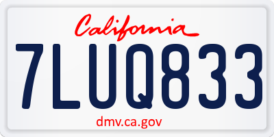 CA license plate 7LUQ833