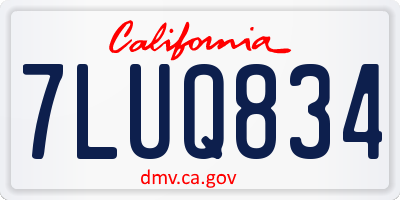 CA license plate 7LUQ834
