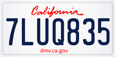 CA license plate 7LUQ835