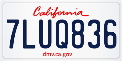 CA license plate 7LUQ836