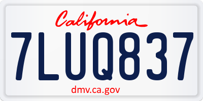 CA license plate 7LUQ837