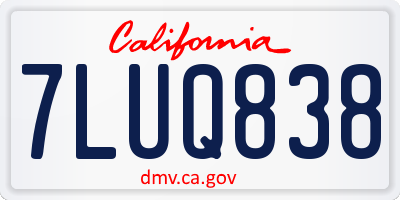 CA license plate 7LUQ838