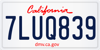 CA license plate 7LUQ839