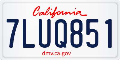 CA license plate 7LUQ851
