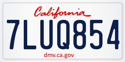CA license plate 7LUQ854