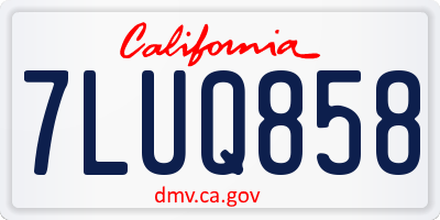 CA license plate 7LUQ858