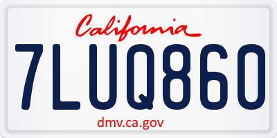 CA license plate 7LUQ860