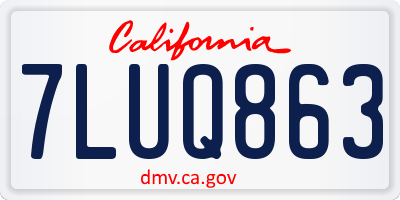 CA license plate 7LUQ863