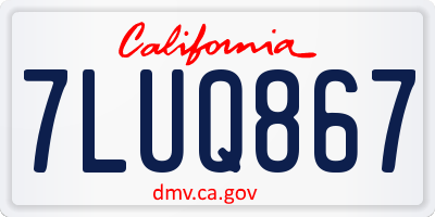 CA license plate 7LUQ867