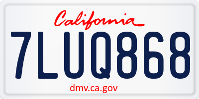 CA license plate 7LUQ868