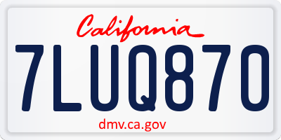 CA license plate 7LUQ870