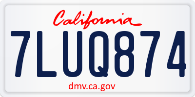 CA license plate 7LUQ874