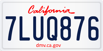 CA license plate 7LUQ876