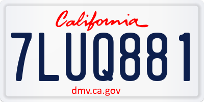 CA license plate 7LUQ881