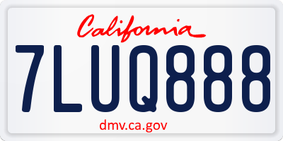 CA license plate 7LUQ888
