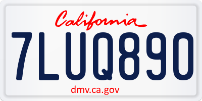 CA license plate 7LUQ890