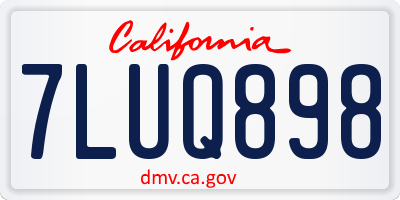 CA license plate 7LUQ898