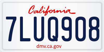 CA license plate 7LUQ908
