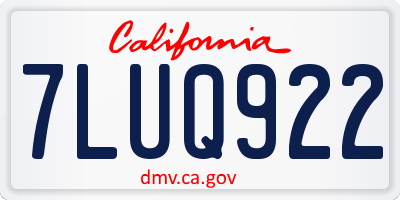 CA license plate 7LUQ922