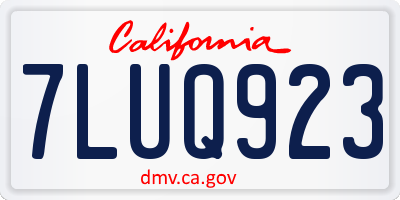 CA license plate 7LUQ923