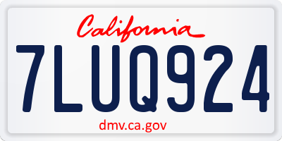 CA license plate 7LUQ924