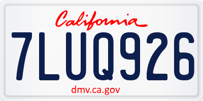 CA license plate 7LUQ926