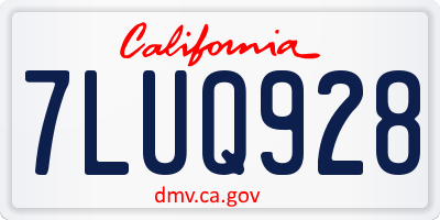 CA license plate 7LUQ928