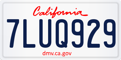 CA license plate 7LUQ929