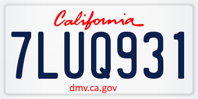 CA license plate 7LUQ931