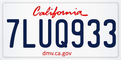 CA license plate 7LUQ933