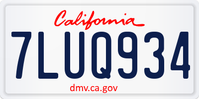 CA license plate 7LUQ934