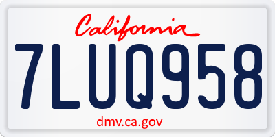 CA license plate 7LUQ958