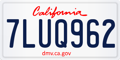 CA license plate 7LUQ962