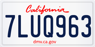 CA license plate 7LUQ963