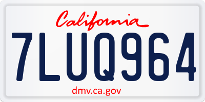 CA license plate 7LUQ964