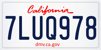 CA license plate 7LUQ978