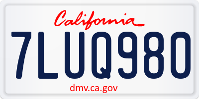 CA license plate 7LUQ980
