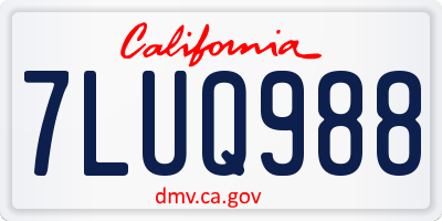 CA license plate 7LUQ988