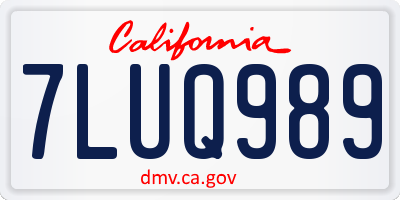 CA license plate 7LUQ989
